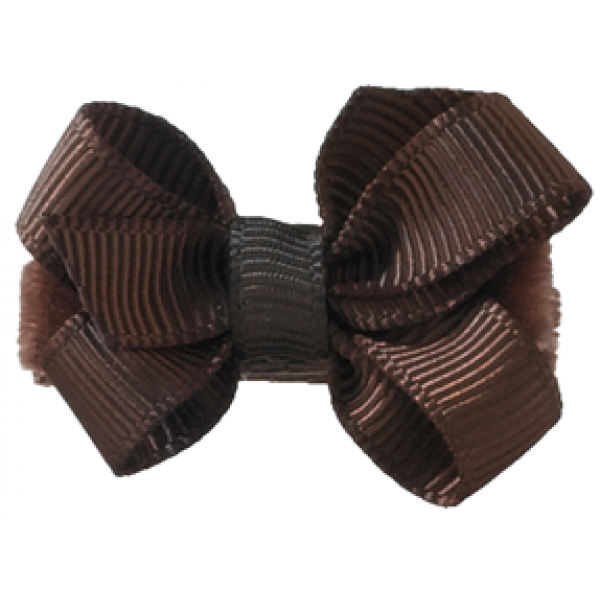 No Slippy Hair Clippy Haley Mini Grosgrain Bow Brown