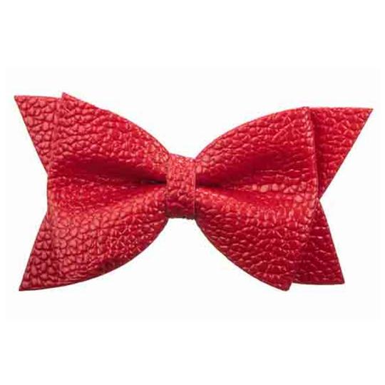 No Slippy Hair Clippy Leather Bow Red